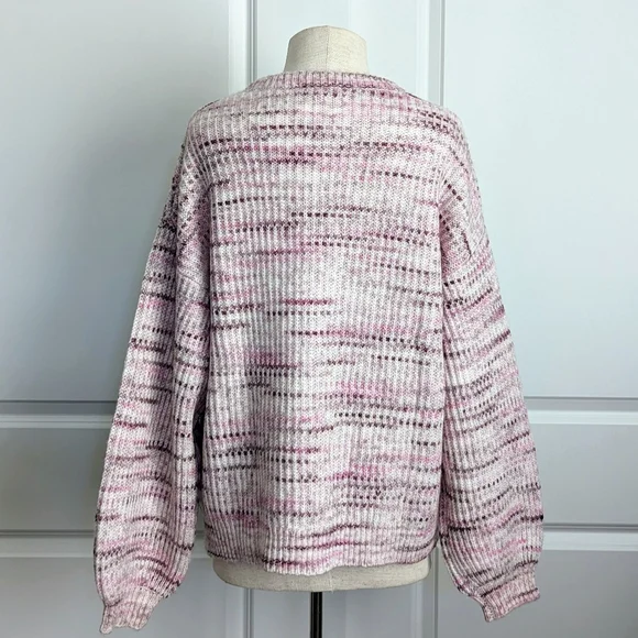 Splendid Sweater Wool Blend Chunky Knit Space Dye Oversized Black Cherry M NWT - Picture 6 of 10